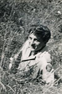 Milan Sehnal in the refugee-camp in München, 1949